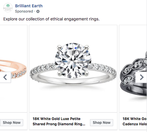 Brilliant Earth Facebook ad