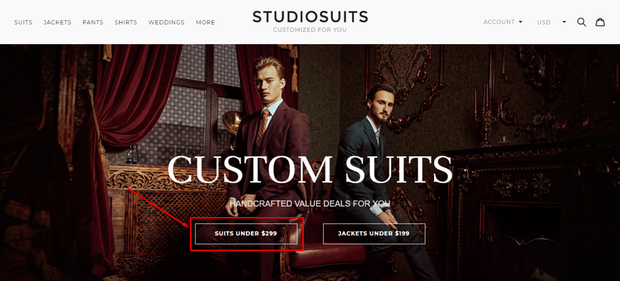 StudioSuits website homepage