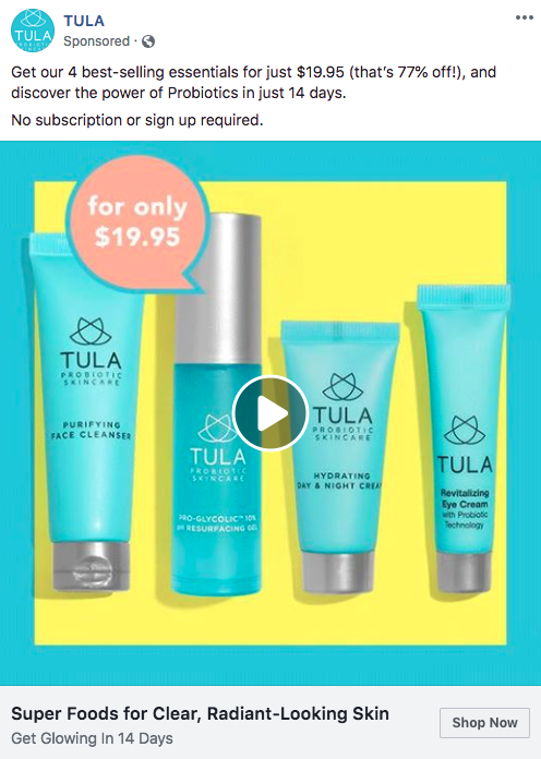 TULA Facebook ad