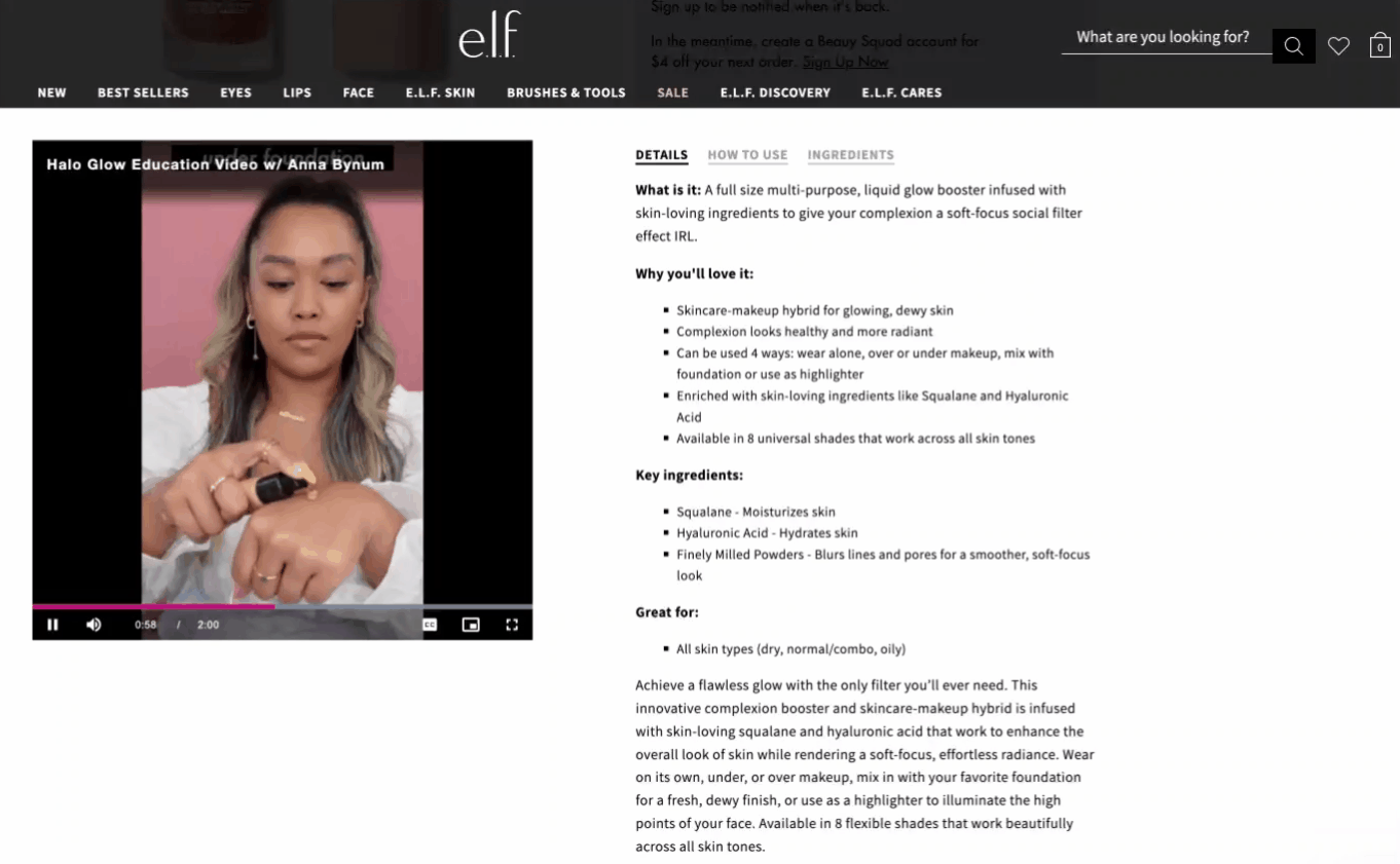 Product tutorial from Elf Cosmetics
