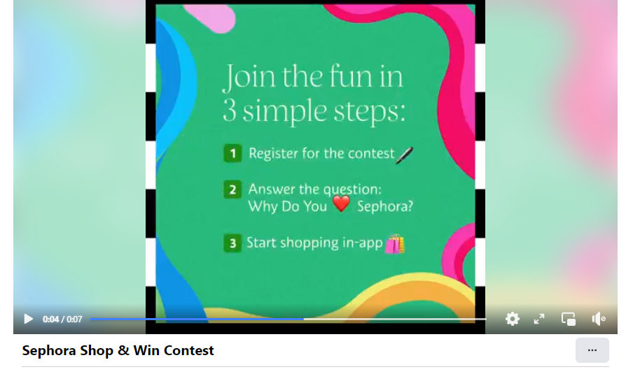 Sephora Shop & Win Contest - Facebook video