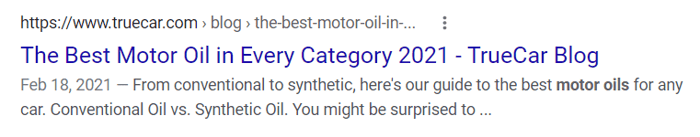 write blog articles motor oil truncated meta description