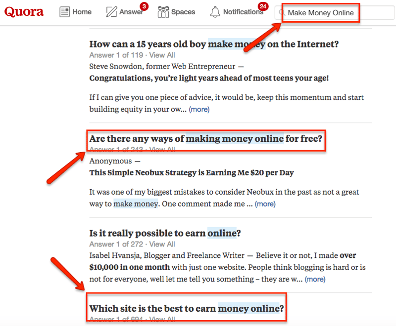 quora keywords