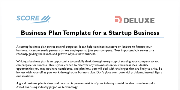 business plan template for startups