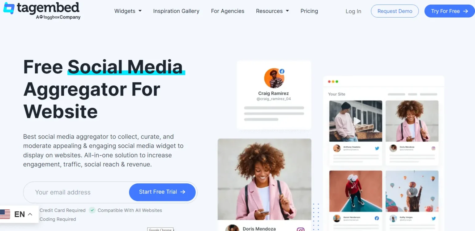 Screenshot of the Tagembed homehape - Shift4Shop
