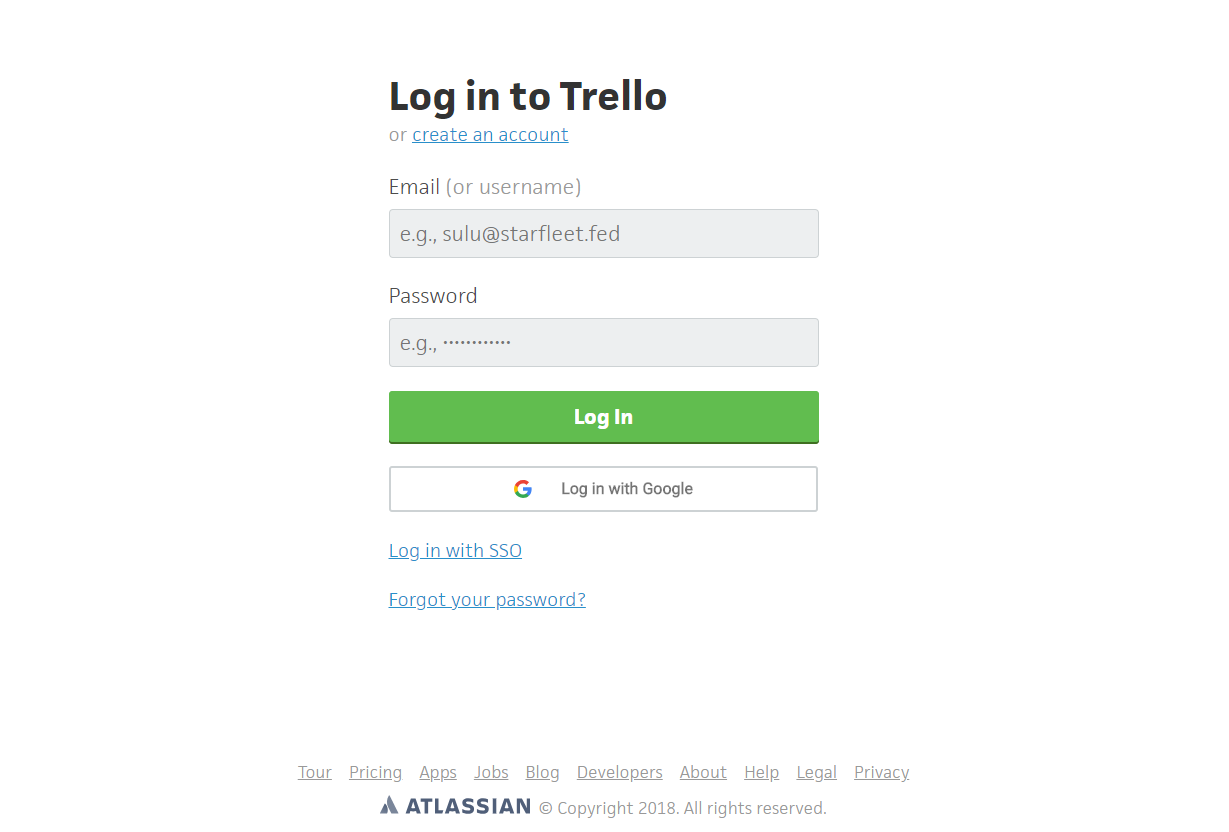 log into trello