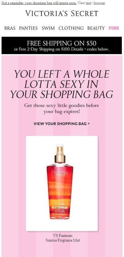 victorias secret cart abandonment email