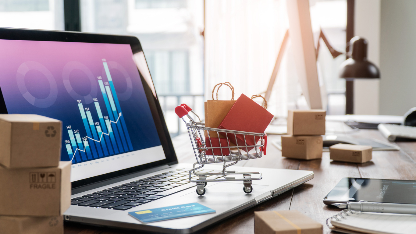 eCommerce trends on a laptop